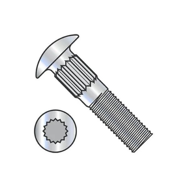 Carriage Bolt, Ribbed Neck Round Head, Zinc Plated Low Carbon Steel, 5/16-18 x 2 in., Usa Industrials, Mfr#: BULK-BOLT-579